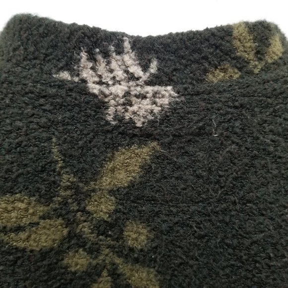 Woolrich sweater Medium fall outdoors leaf print v-neck fleece pullover VINTAGE - Picture 10 of 12